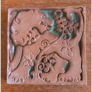Vintage Ernest Batchelder Lion Art Square Tile 4"x 4" Never Used